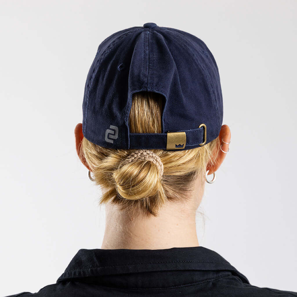 Curved Vintage Strapback Peak Cap - Navy