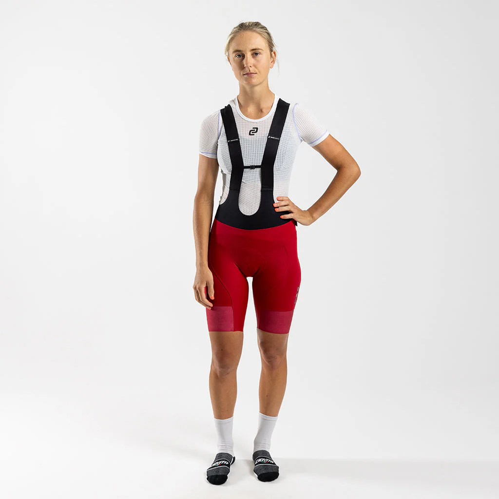 Damen Supremo Pace Bib Shorts - Red