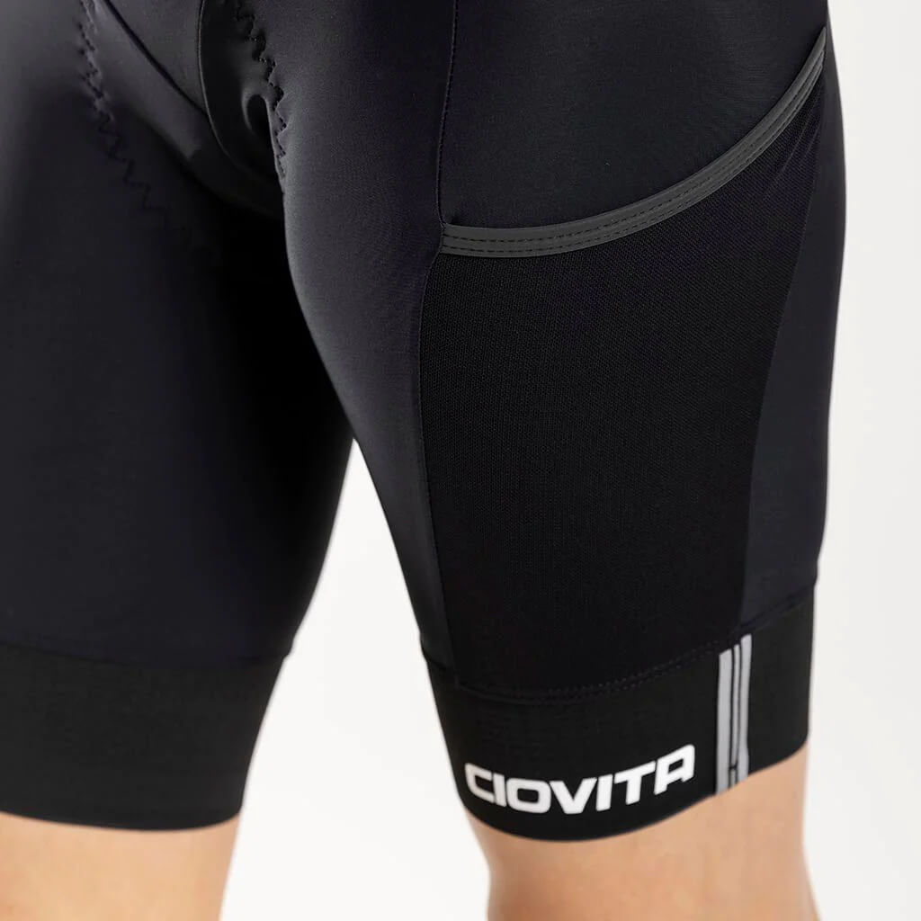 Damen Cargo Bib Shorts - Black